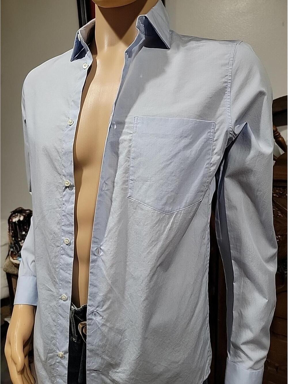 COS Men's Shirt XS  (14.5)  Powder Blue Button Down 100% Cotton Long Sleeves #R1